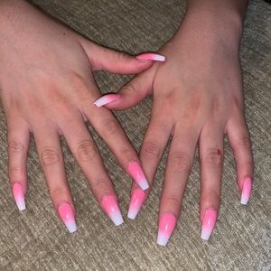 Hot Pink French Tip press on nails